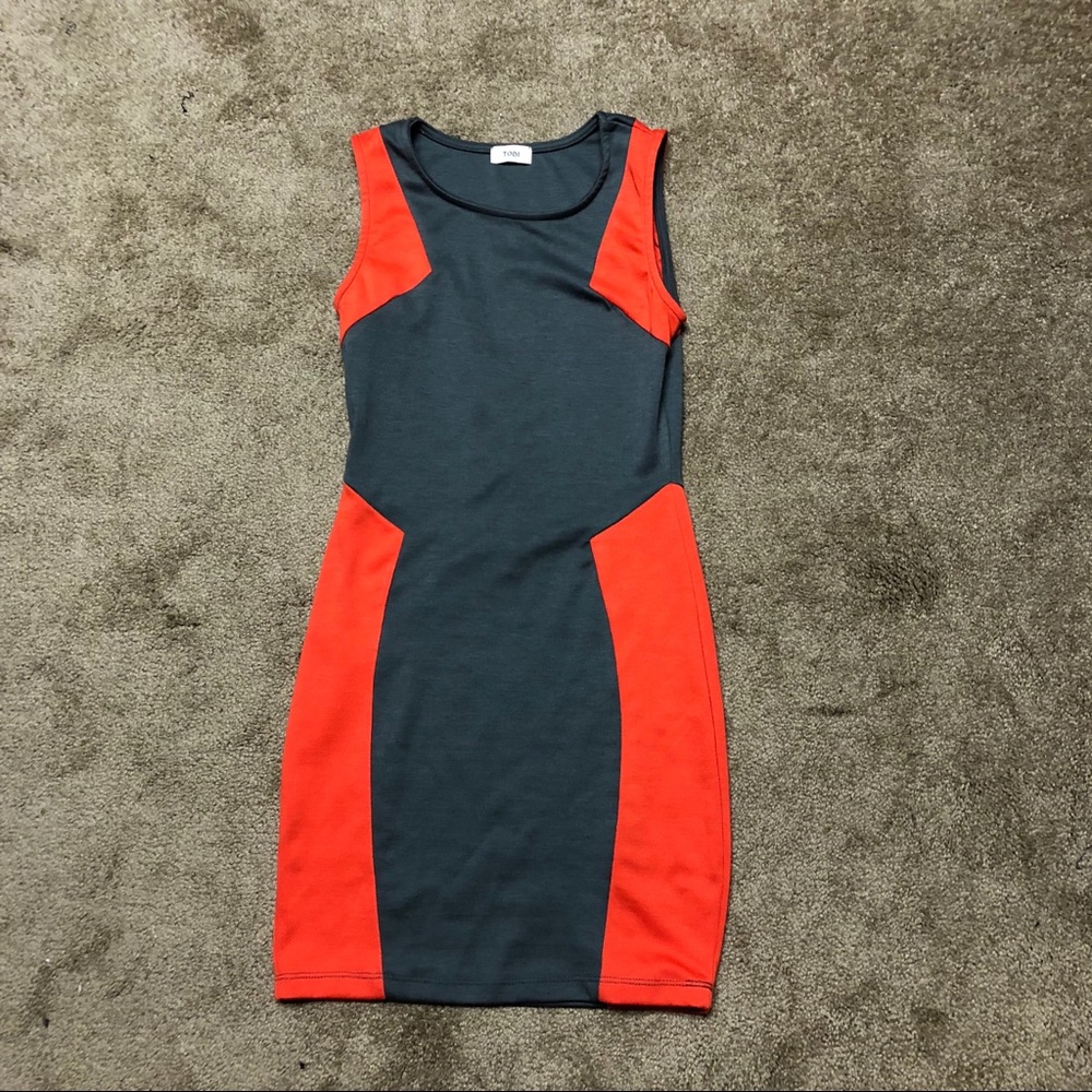 Tobi Orange & Gray Bodycon Dress XS